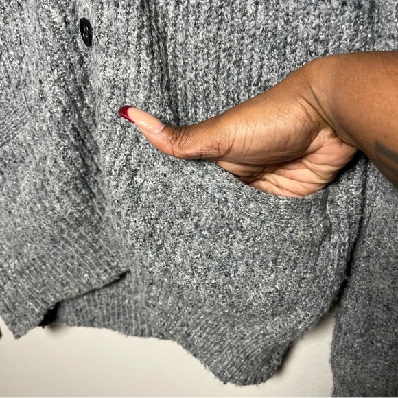 Stoogie & Co Men Cardigan Sweater Large Gray Button Front Japanese Wool Spellout - Picture 5 of 12